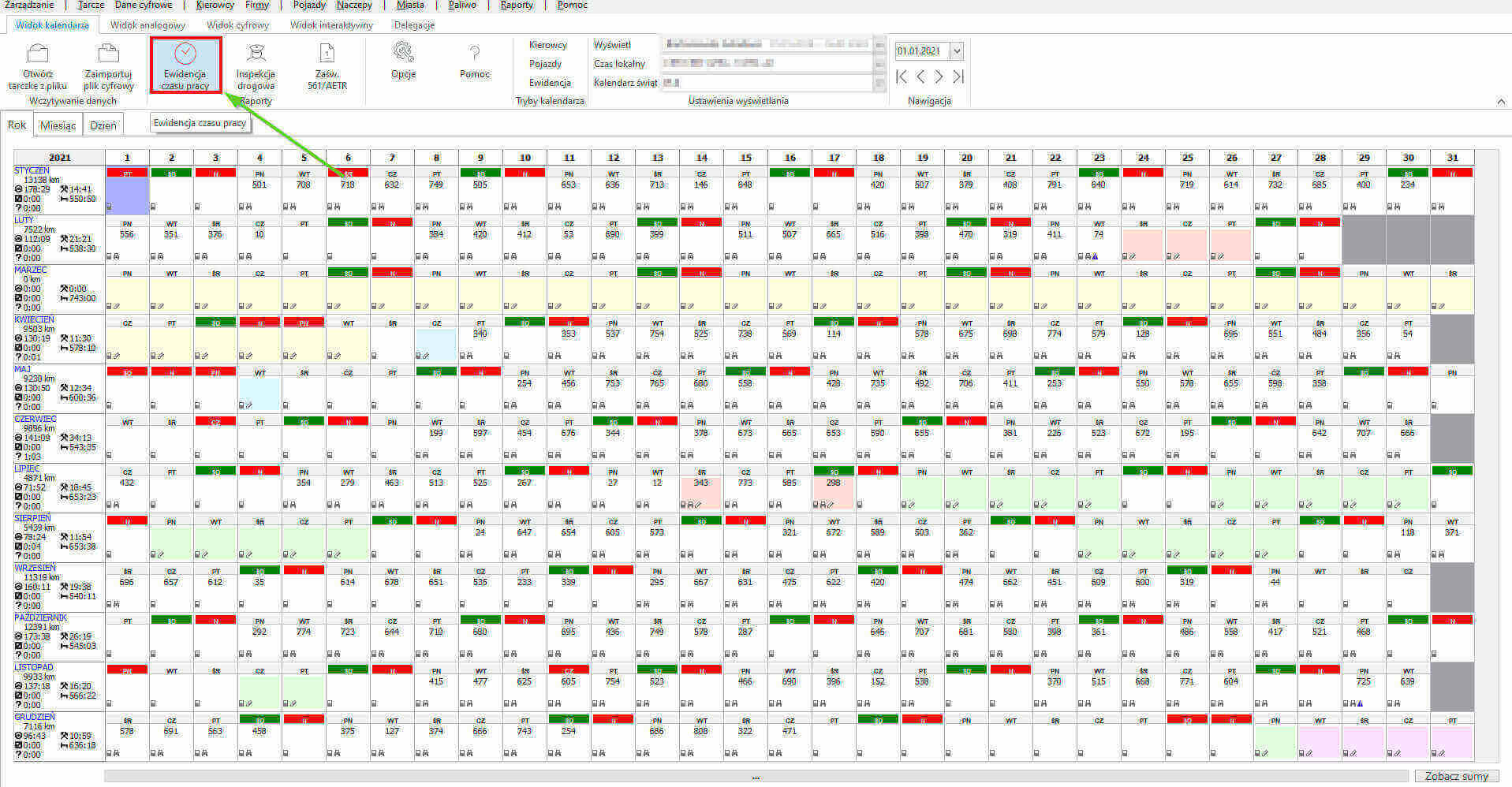odbior dnia wolnego 01, czas pracy kierowcy, program do rozliczania kierowców