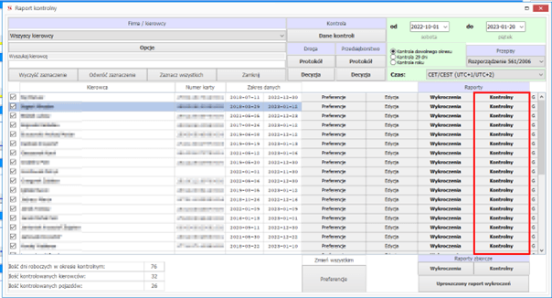 Kontrola wpisow w tachospeed raport kontrolny inspekcji drogowej 2, czas pracy kierowcy, program do rozliczania kierowców