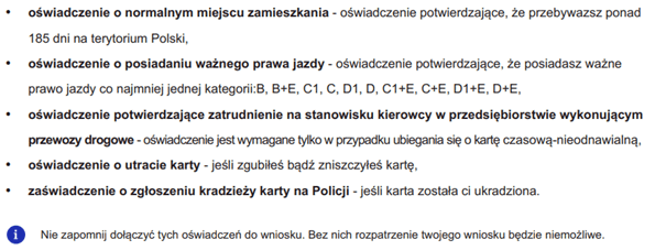 Karta kierowcy wniosek 5, czas pracy kierowcy, program do rozliczania kierowców
