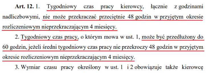 tygodniowy czas pracy, czas pracy kierowcy, program do rozliczania kierowców