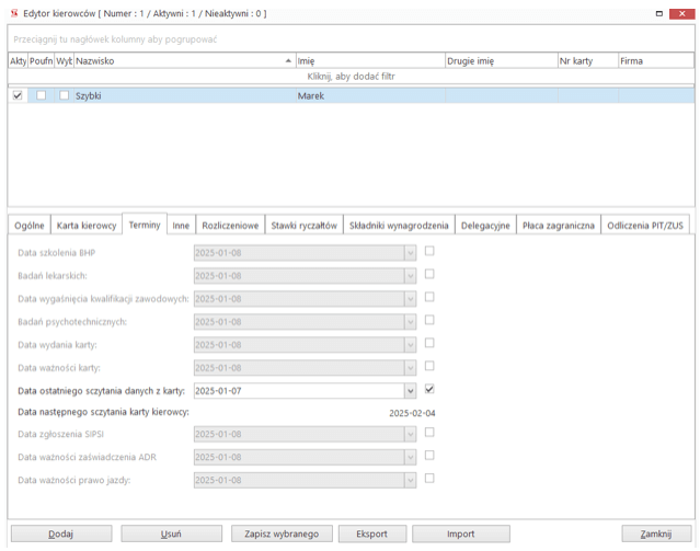 edytor kierowcow tachospeed, czas pracy kierowcy, program do rozliczania kierowców