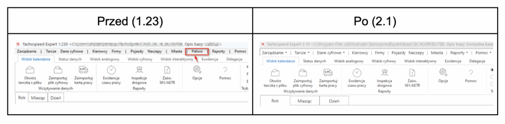 Zrzut widoku z programu Tachospeed Expert