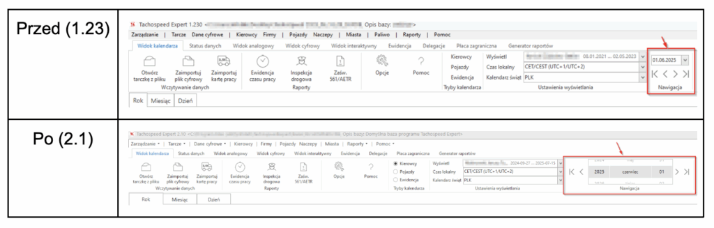 Zrzut widoku z programu Tachospeed Expert