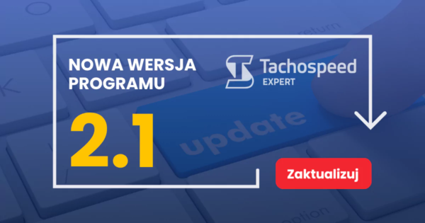 Tachospeed Expert banner informujący cy o aktualizacji programu