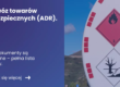 Grafika prezentująca z lewej strony tytuł artykułu: Przewóz towarów niebezpiecznych ADR z prawej strony zdjęcie cysterny z oznakowaniem ADR